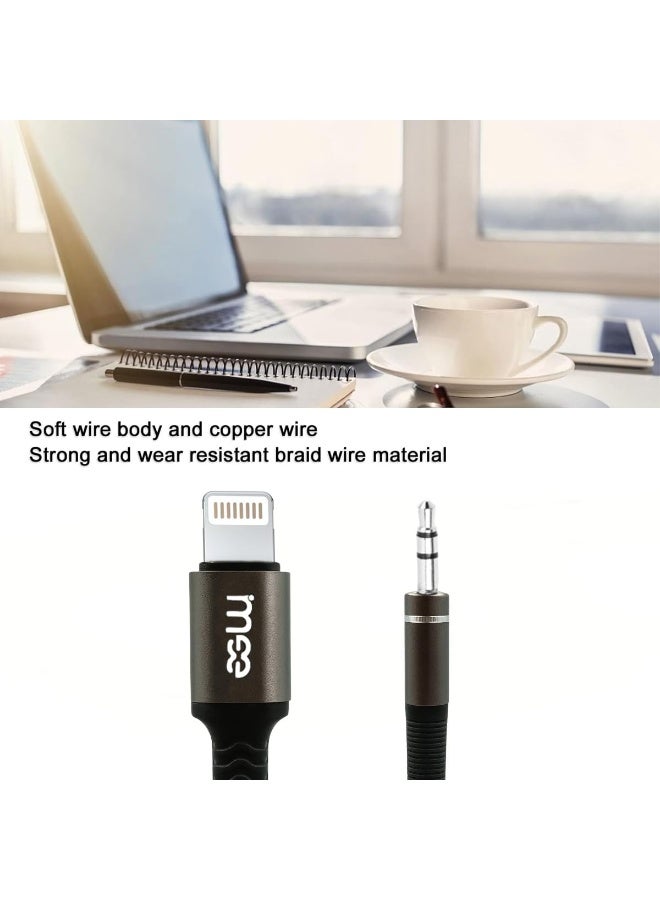 iMee lPhone to 3.5mm Audio Cable | AUX Stereo Cord for Car, Speaker, Headphones & Amplifier | Hi-Fi Sound Transmission | Braided Aluminum Alloy Wire | Flexible & Universal Compatibility 1M (IM-219) - Image 3